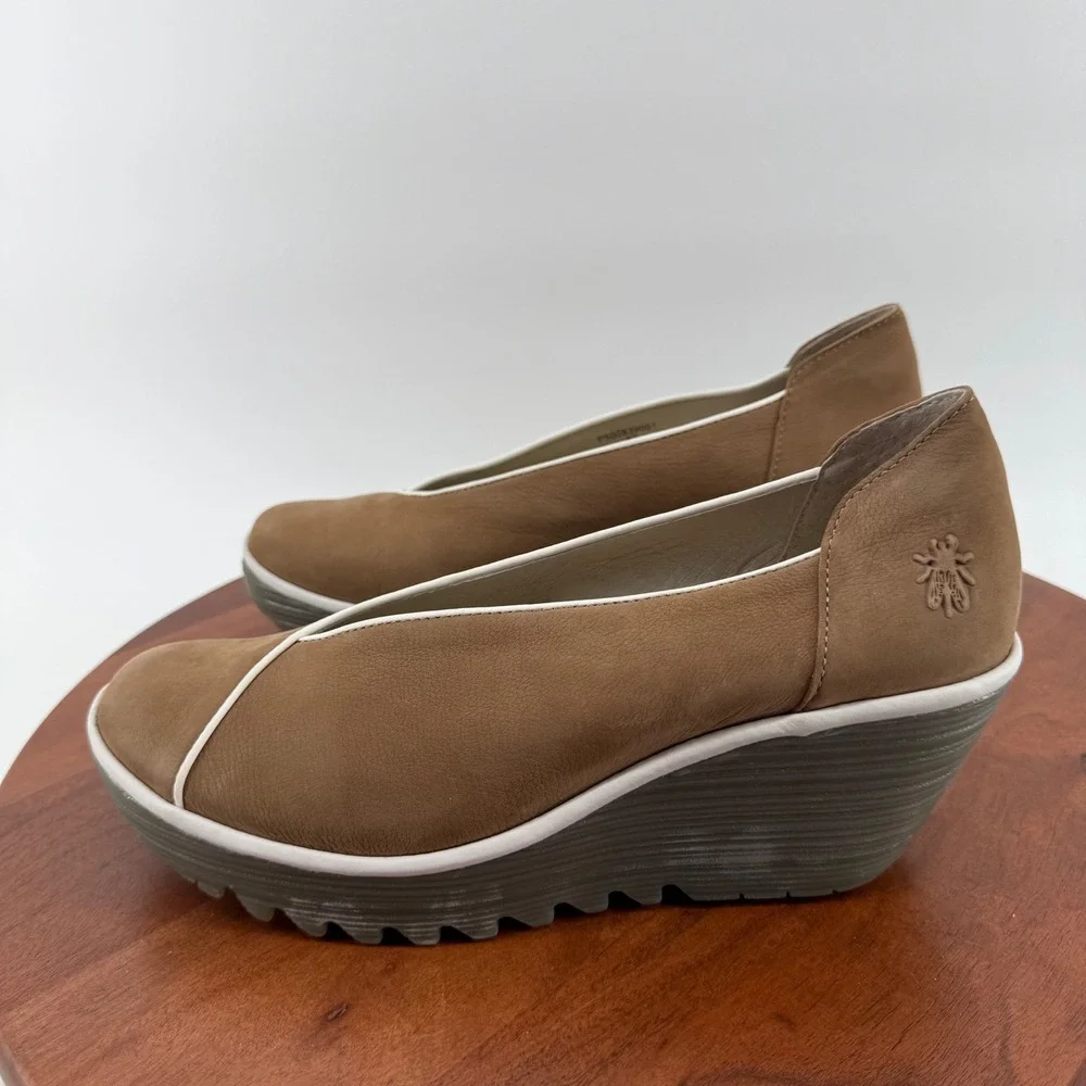 Fly London Yuca839Fly Sand Leather Wedge Platform Pumps Women's EU 42/US 10.5-11